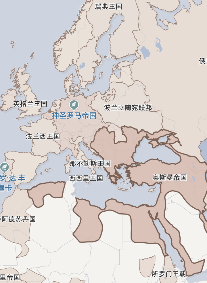 1600年地中海地区形势,看起来欧洲人遏制土鸡崛起的努力没有起到相应