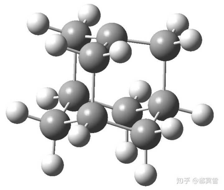 1-金刚烷碳正离子稳定构象,可见中心p轨道并不能和c-h键共平面