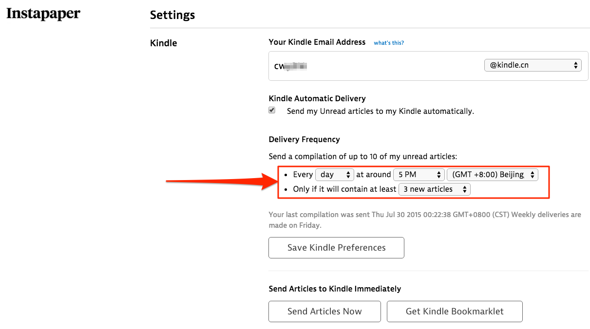 Instapaper 怎样同步到 Kindle? - 余知兮的回答