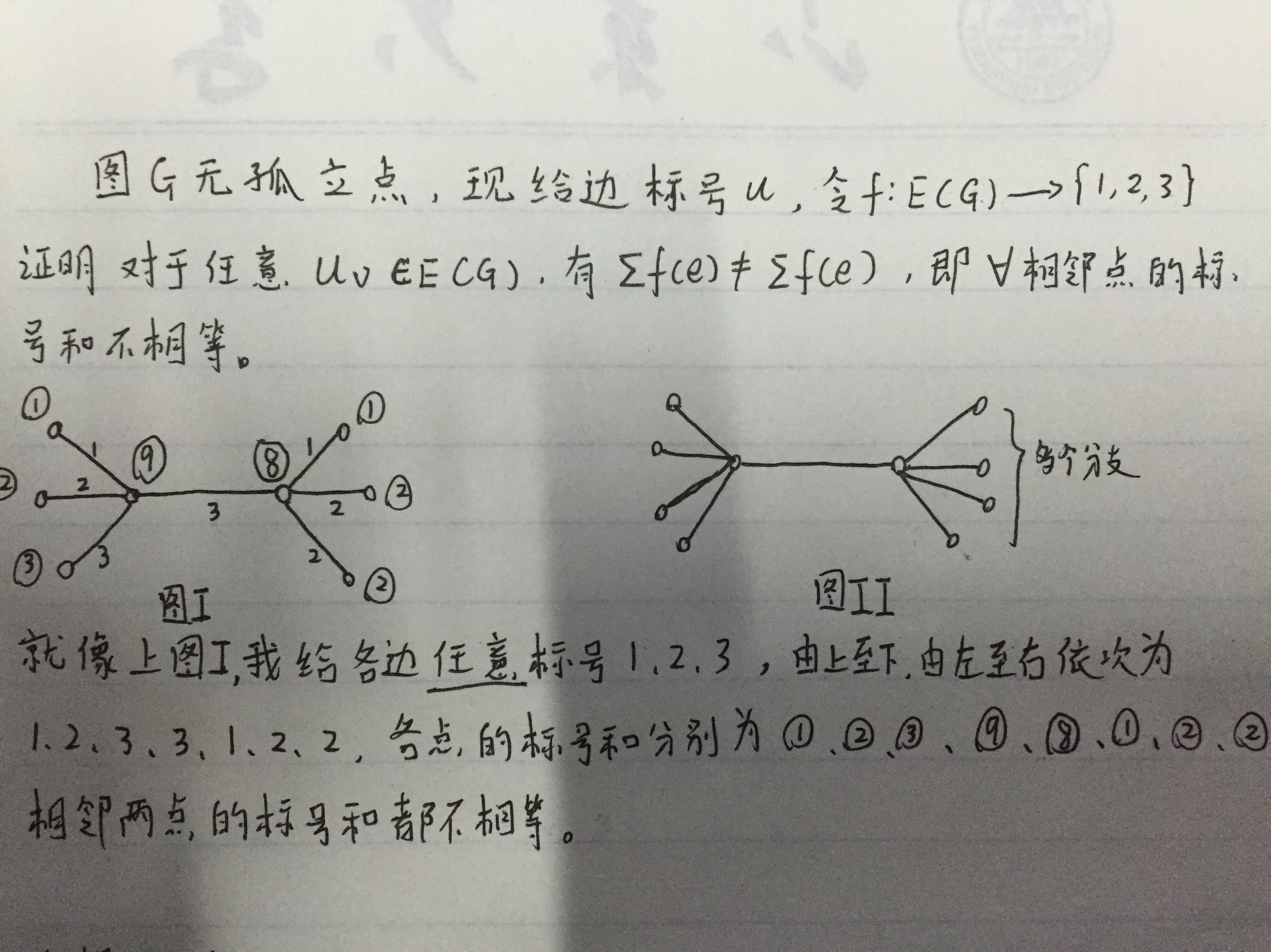 怎么证明标号集合{1,2,3}就可以使给边随意标号的无孤立点图中任意