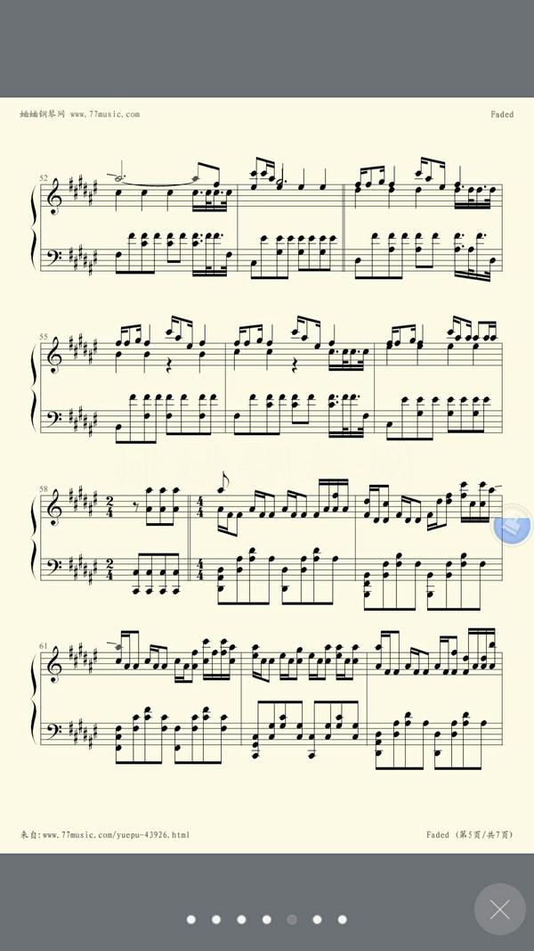 faded钢琴谱加视频图片