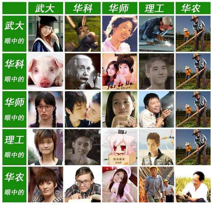 武大华科华农华师财大武理地大的男生的性格和气质各有什么特点