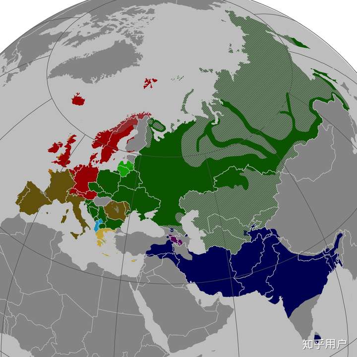 再补一张欧洲语言语系分布图, 维基百科上拿下来的.
