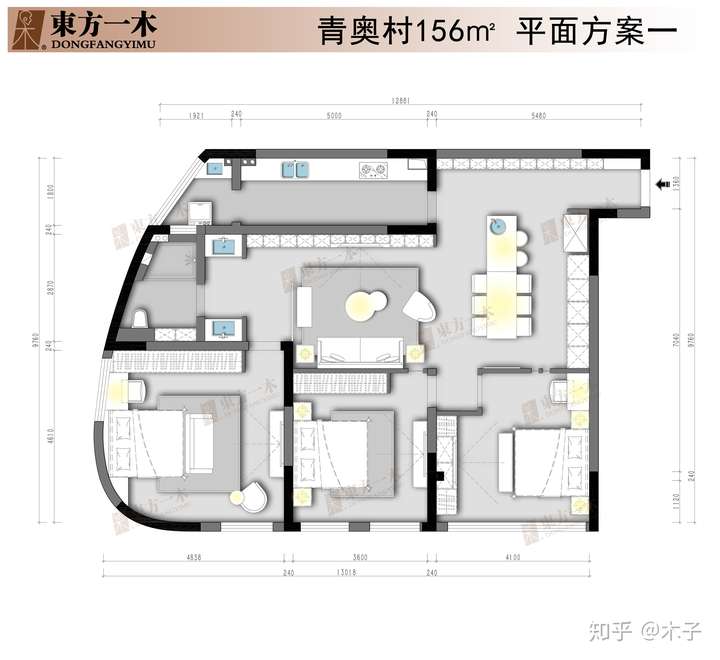 木子 本次要说的户型是南京青奥村的156平两室户型,乍一看156平好像