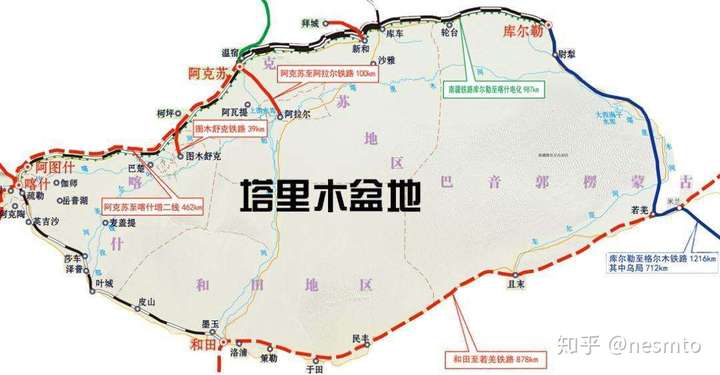 和若铁路,位于新疆南部和田地区和巴音郭楞蒙古自治州境内,线路全长