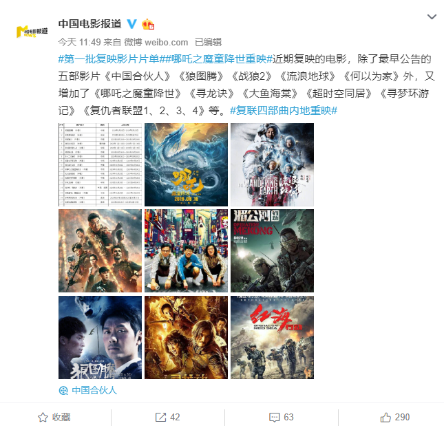 影院为什么会重映电影?