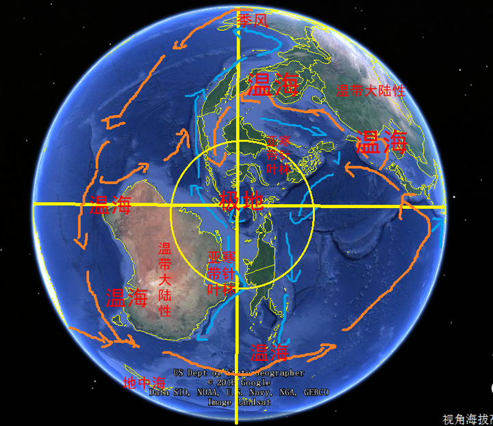 印度洋北赤道暖流和太平洋北赤道暖流贯穿,南印度洋暖流顺应东非海岸