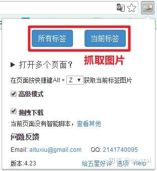 可以按图片分辨率和链接筛选图片,支持批量重命名,高级模式和拖动下载