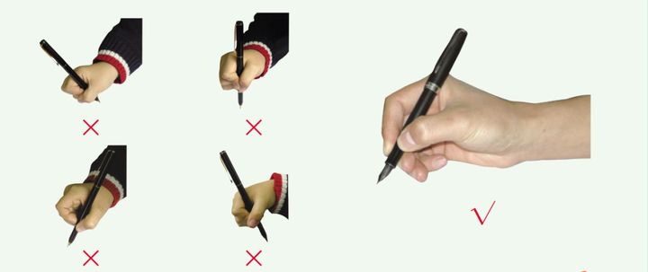 正确的握笔姿势中,中指的指尖的那一节要和笔垂直吗?