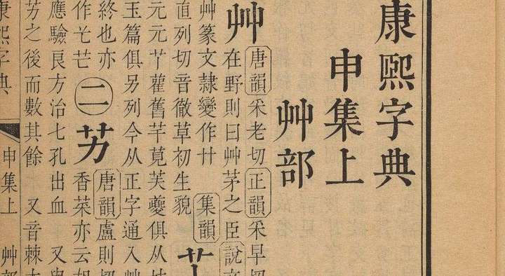 查《字汇》: 古人以读音分类编排的韵书,也附有字义解释及各种字体