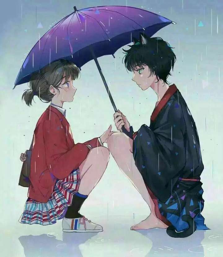 似乎是一个小姐姐给猫咪打伞的新闻图片,被网友画成了漫画(来自百度)