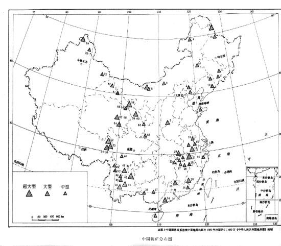 铜矿分布也有利于旧贵族城邦的稳定霸权 上图为中国铁矿分布图