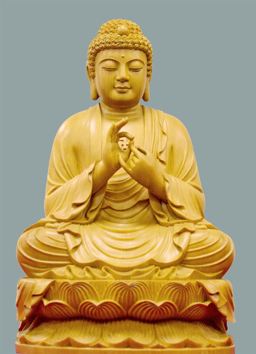 释迦牟尼佛像的手为什么都是右手掌对外,左手捏指呢?