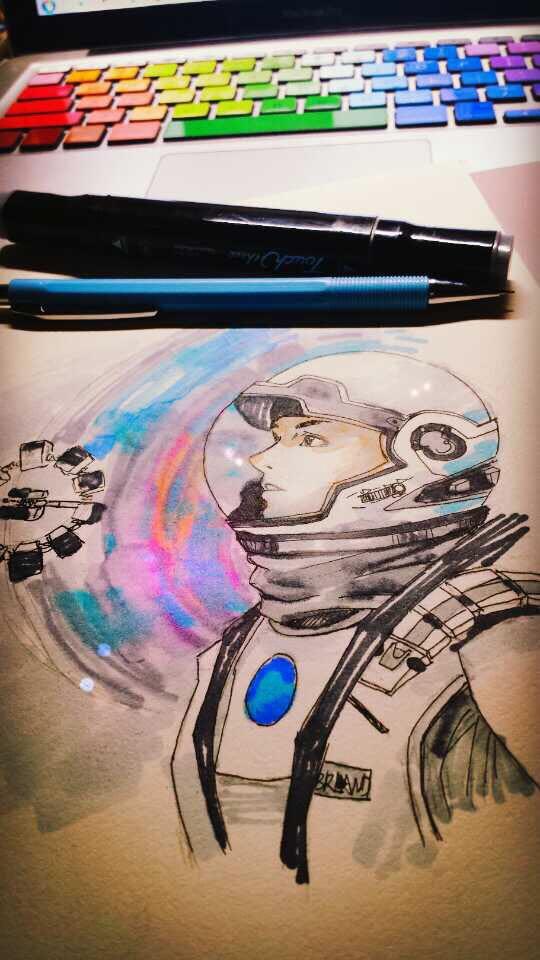 马克笔画的星际穿越