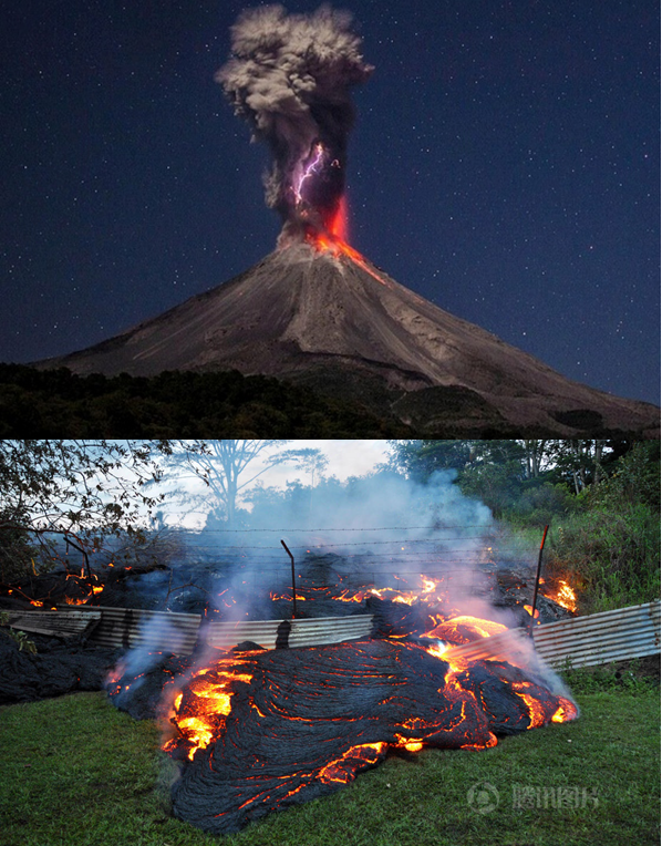 墨西哥科利马火山喷发与夏威夷火山喷发,图源自网络,如有侵权,告知必