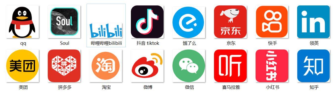 从微信,微博,qq,知乎,bilibili,抖音,快手,小红书 到淘宝,京东,饿了