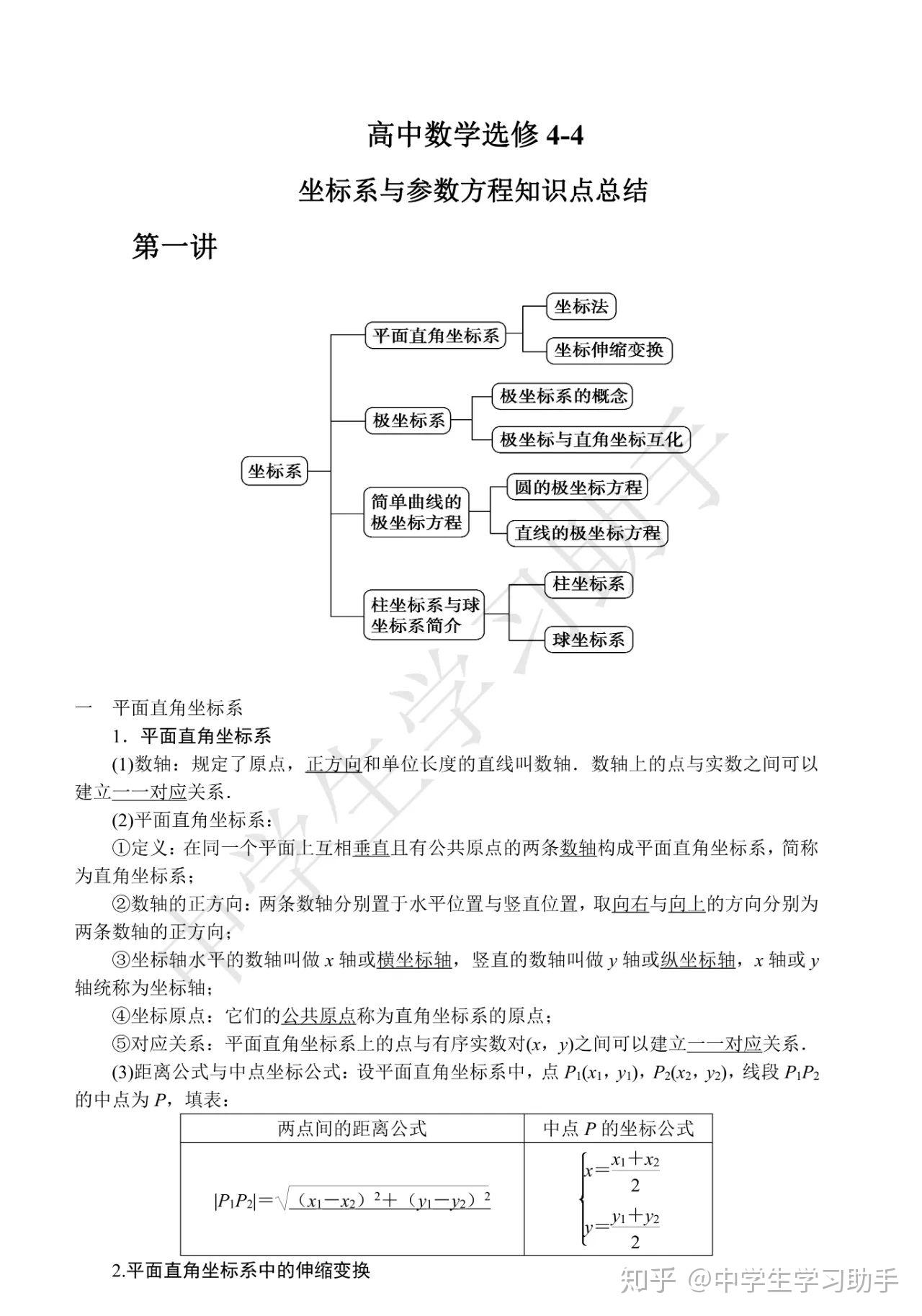 高中数学选修44知识点总结