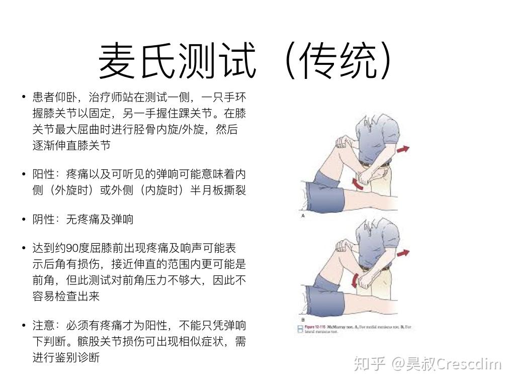 检查的原理就是模拟对半月板的挤压研磨.