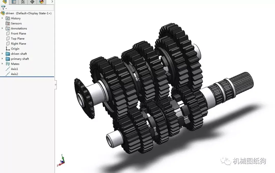 差减变速器经典1256速变速箱齿轮结构模型3d图纸solidworks设计