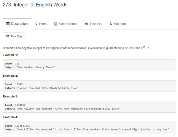 273. integer to english words