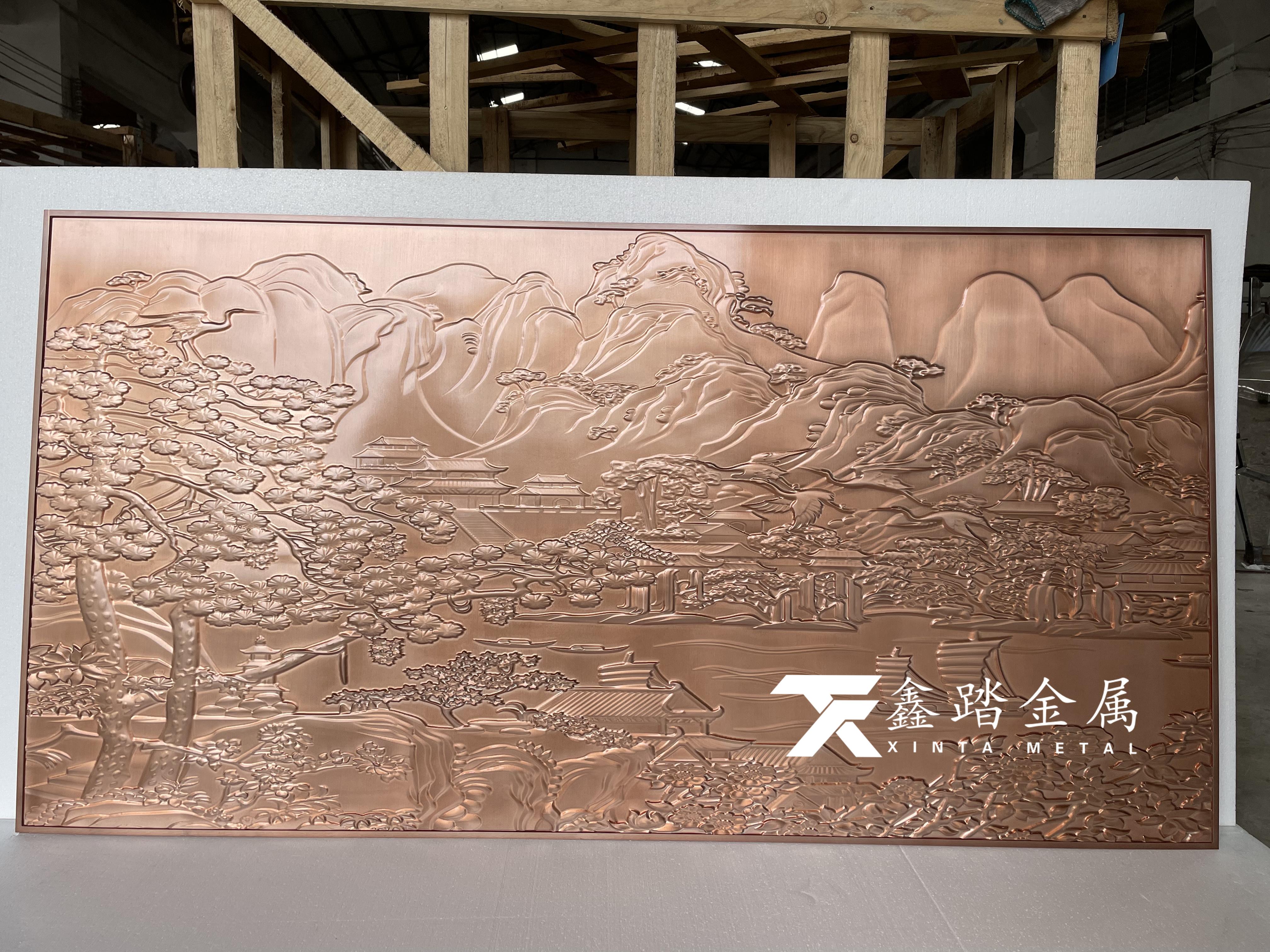 10mm铝板浮雕山水景墙壁画单面效果栩栩如生