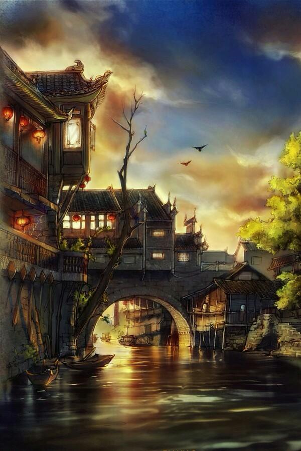 古风建筑: 动漫场景: 手机壁纸