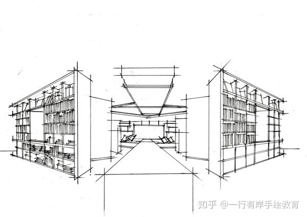 书吧一行有岸环艺考研快题手绘设计表现