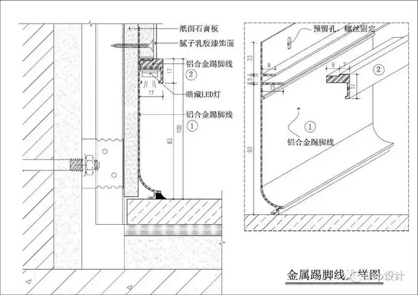 踢脚线内嵌led灯,由于目前led灯带的尺寸可达8-12mm左右,完全可以嵌入