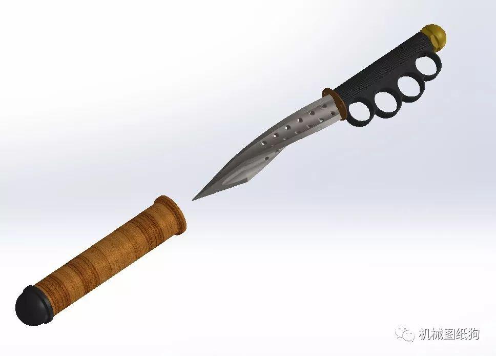 武器模型pazinger三叶匕首3d模型图纸solidworks设计附step格式