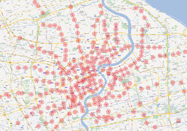 上海主城区地铁站分布图(2018-2020)