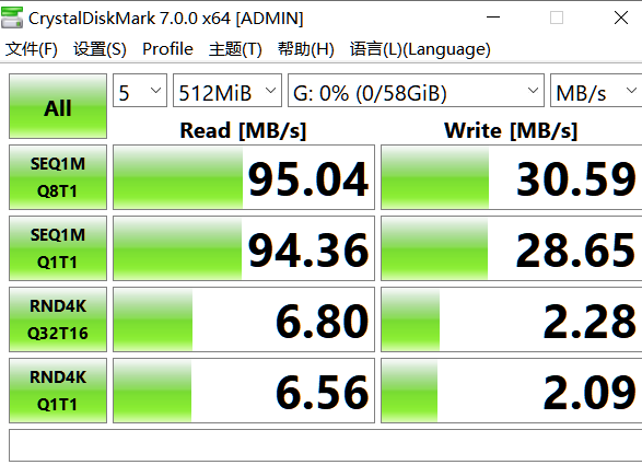 闪迪tf卡64gbu1跑个分