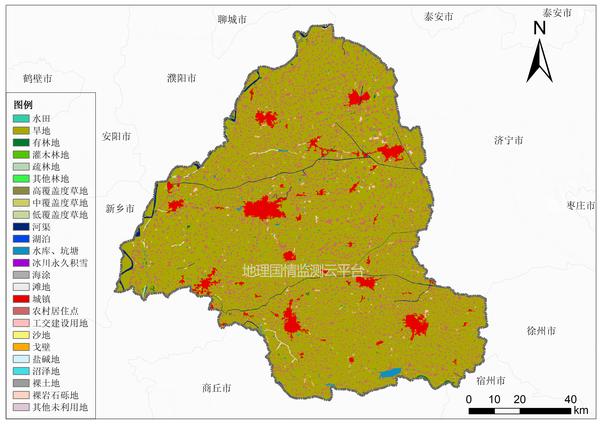 分享山东省2000年,2010年土地利用图