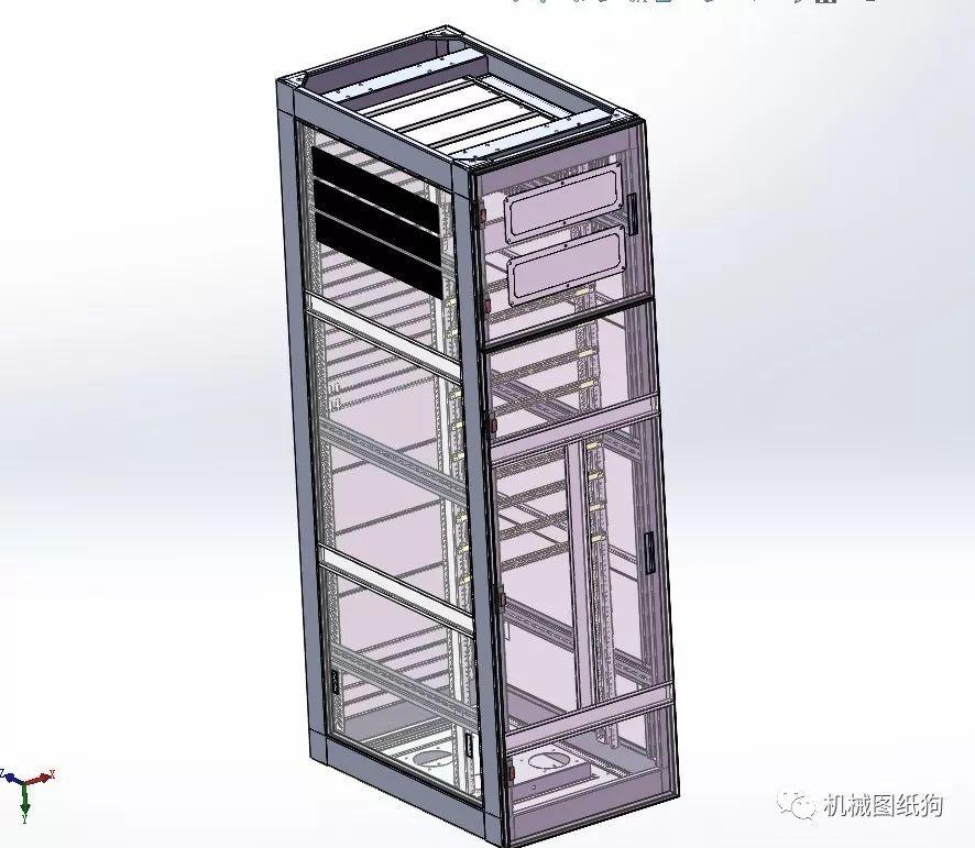 工程机械bj网络机房服务器机柜3d数模图纸solidworks设计附step