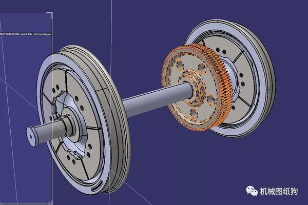 【工程机械】带盘式制动的机车车轮轴3d数模图纸 step
