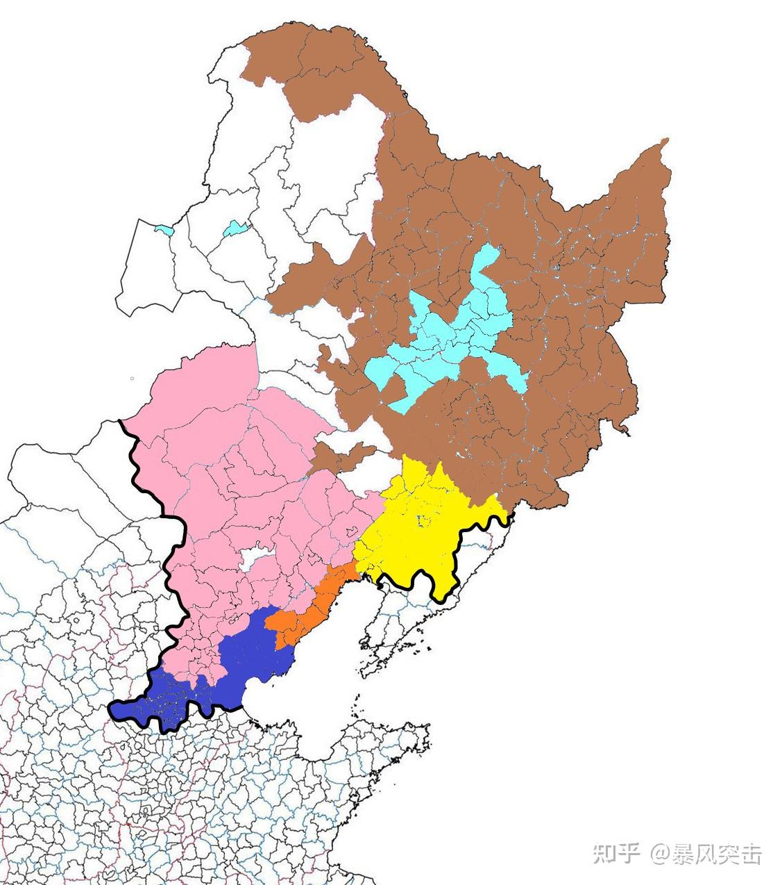 根据张世方北京官话语音研究所绘制的分区图