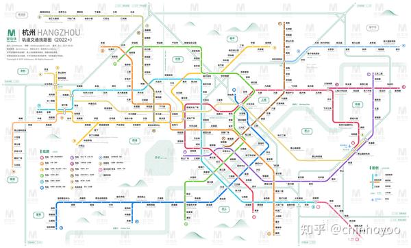 杭州轨道交通线路图(四期建设规划 / 2022  / 运营版)