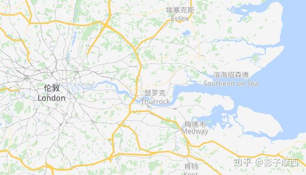 伦敦:泰晤士河近出海口位置