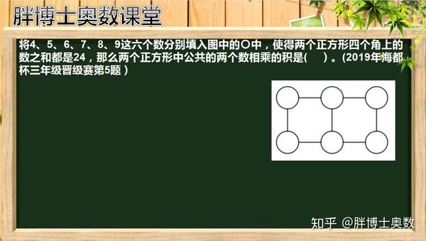 5,6,7,8,9这六个数分别填入图中的〇中,使得两个正方形四个角上的数之