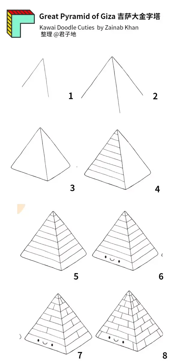 如何画画建筑1金字塔蒙古包风车尖顶屋