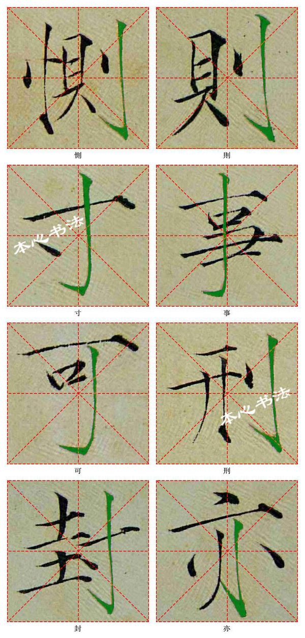 宋徽宗瘦金体基本笔画