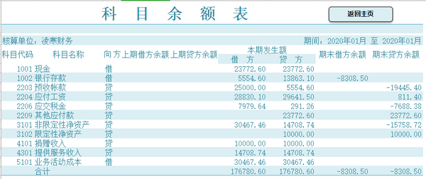 会计报表 科目余额表