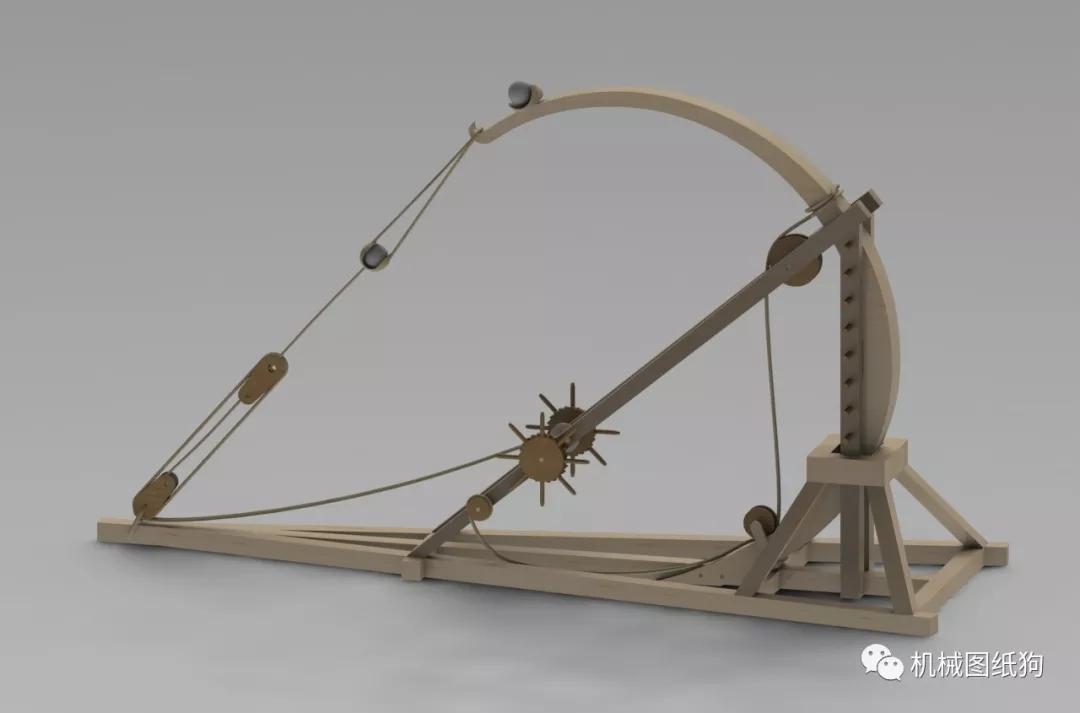 工程机械davinci达芬奇投石机3d数模图纸solidworks设计