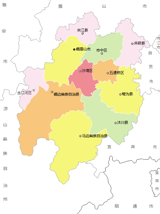 乐山市地图(图源:@中国民政部官网)