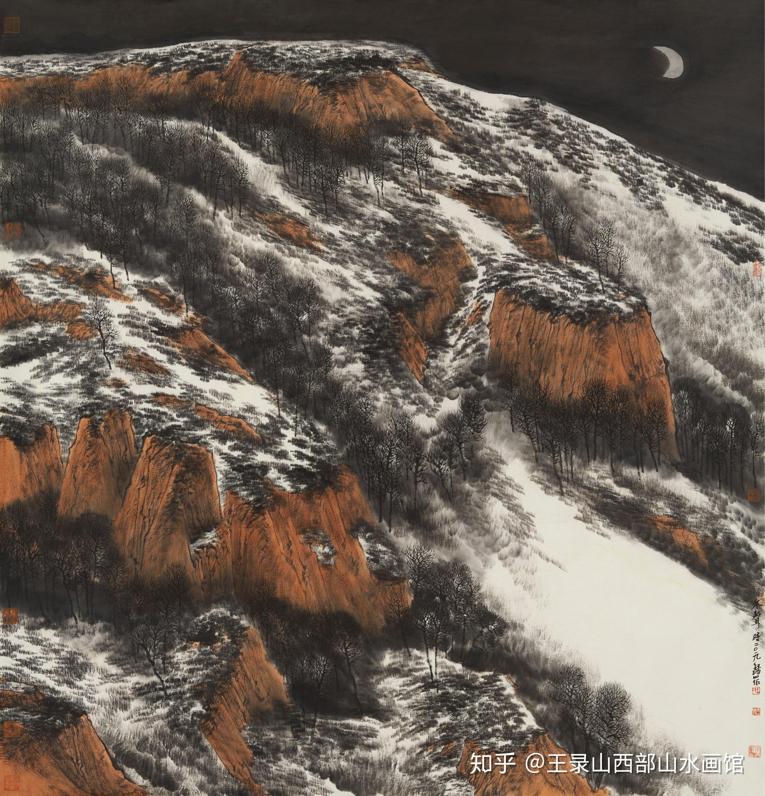 画家王录山西部高原雪景山水
