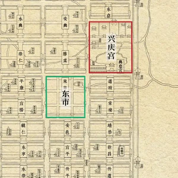 兴庆宫与东市在唐长安城中