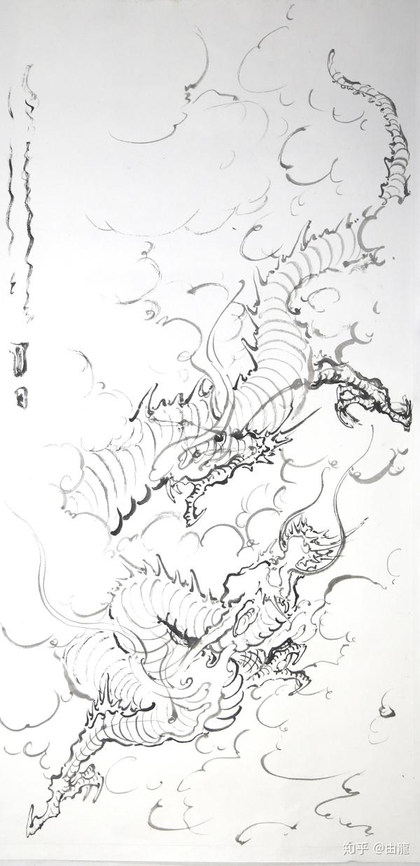 龙的画法,画龙,水墨龙的创作步骤——上海由龙工作室出品