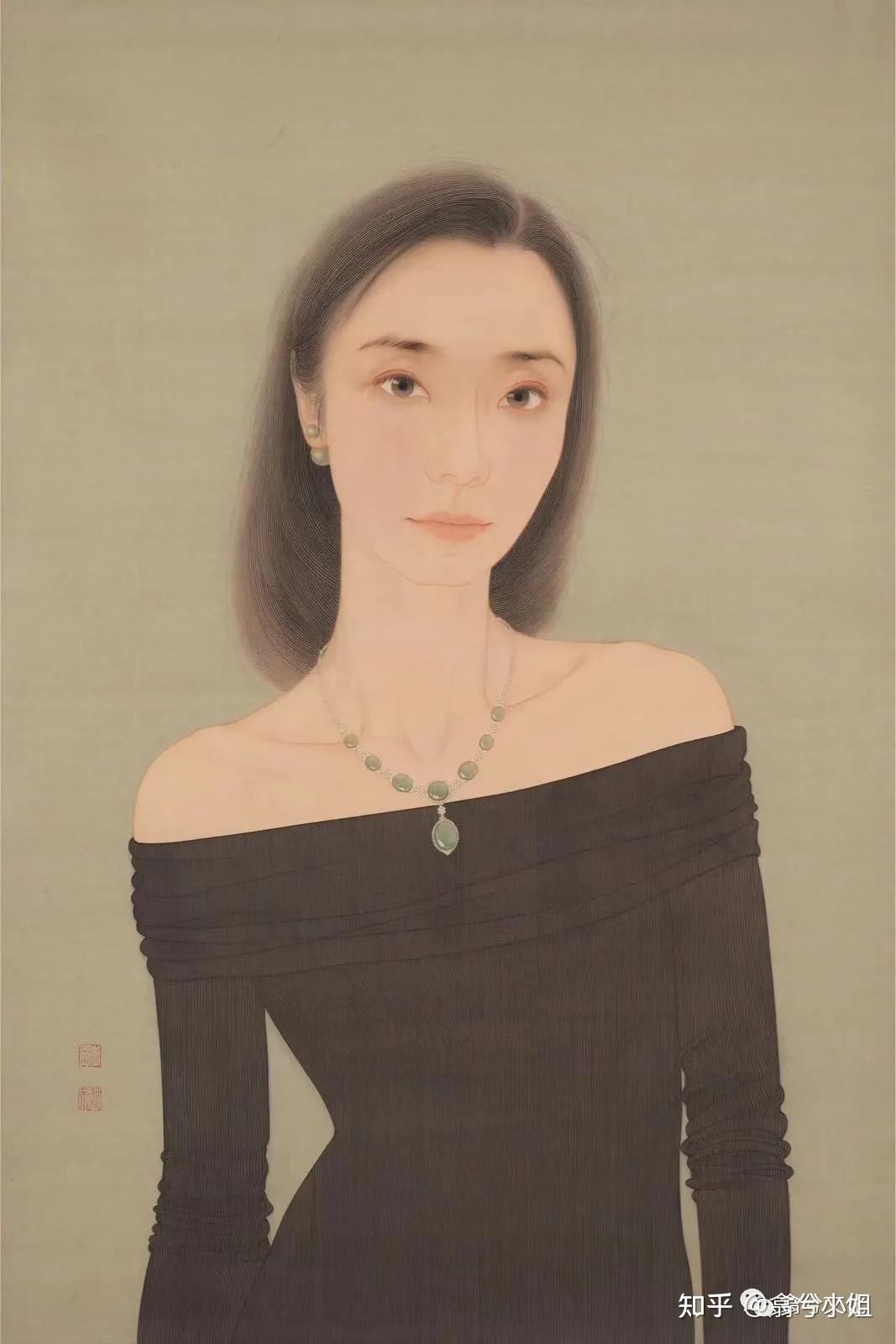 65cm绢本设色2020年李晶《红系列7》50×90cm绢本设色2020年我作画