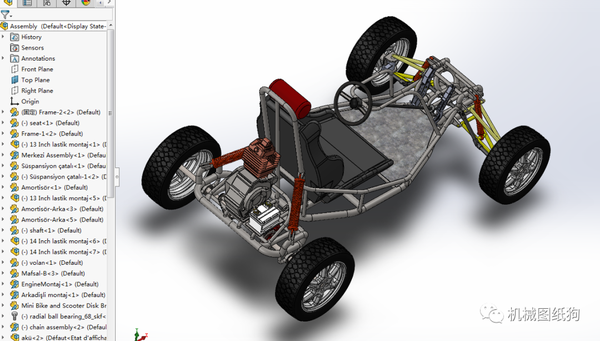 卡丁赛车atvutv卡丁车模型3d图纸solidworks设计