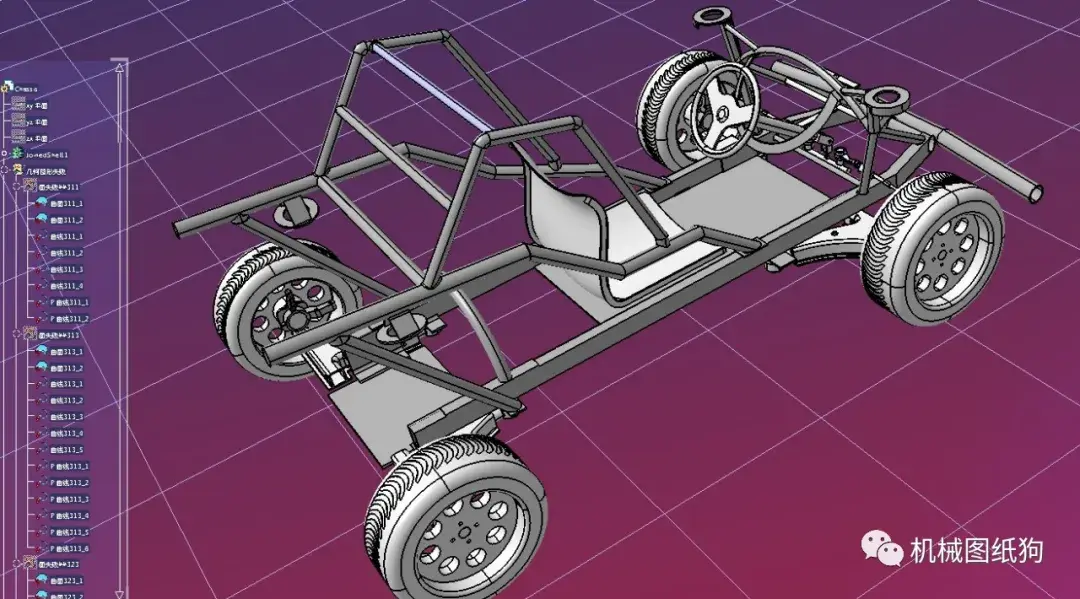 卡丁赛车chassisgokart钢管车底盘3d数模图纸igs格式