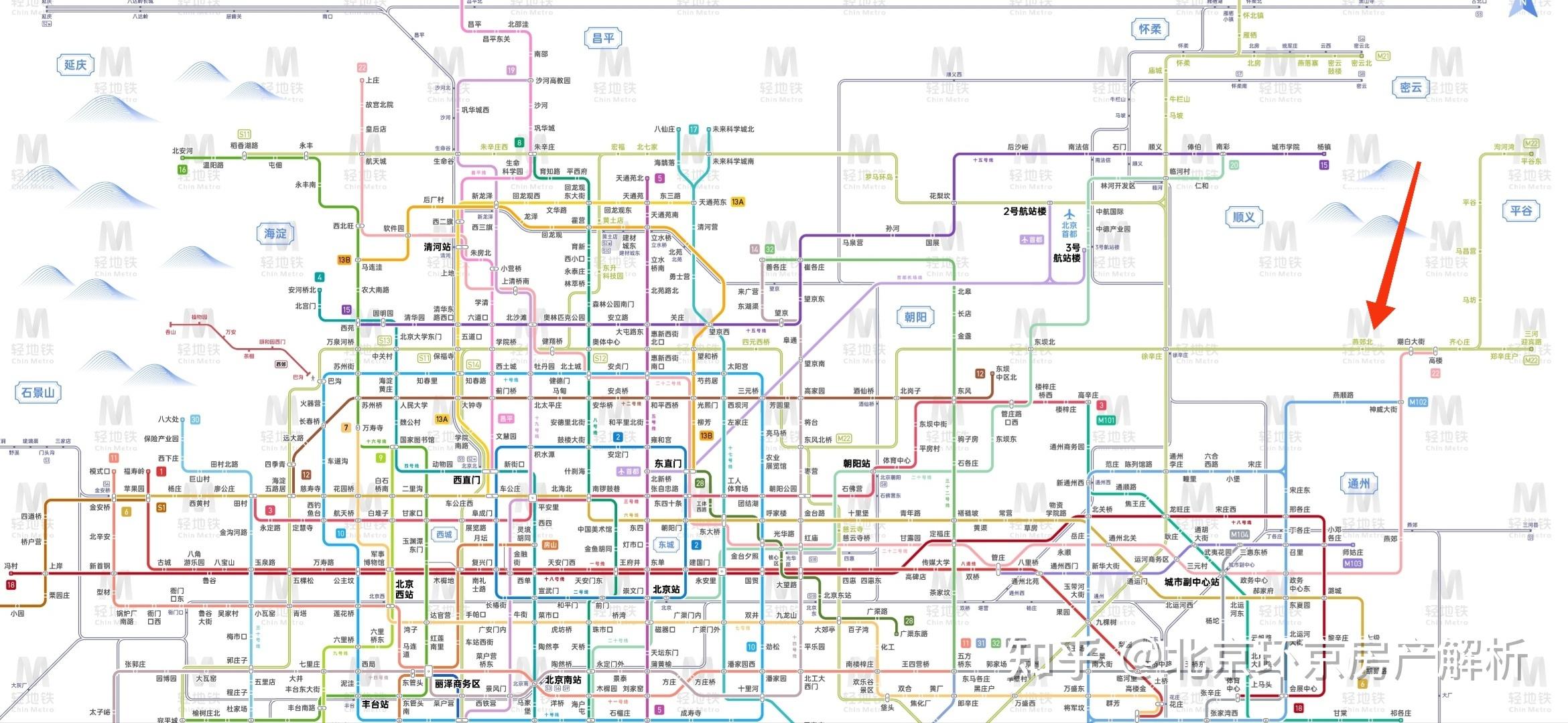 北京轨道交通地铁线路新规划环京北三县区域燕郊大厂地铁站点曝光